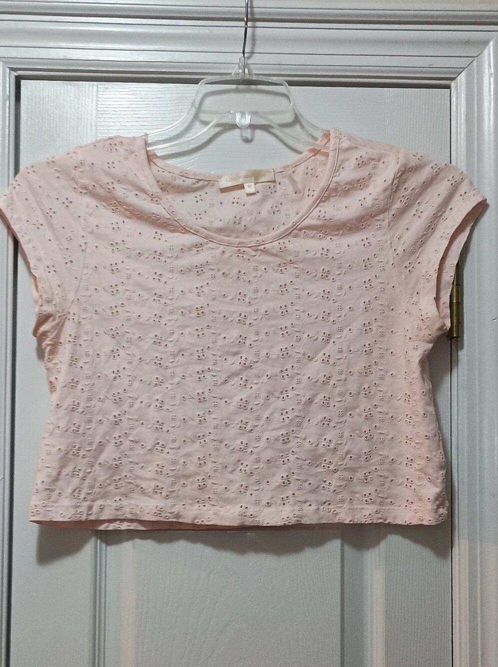 LoveShackFancy Pale Pink Eyelet Crop Top Size XS